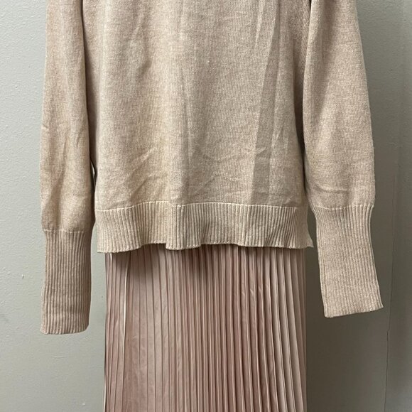 Rachel Zoe Tan Khaki Sweater Pleated Dress XL - Picture 3 of 4
